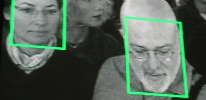 Visual representation of the algorithmic recognition of a face