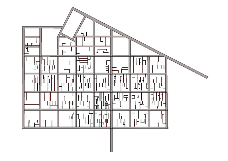 Diagram showing the fine grain of laneways in Melbourne’s downtown area.