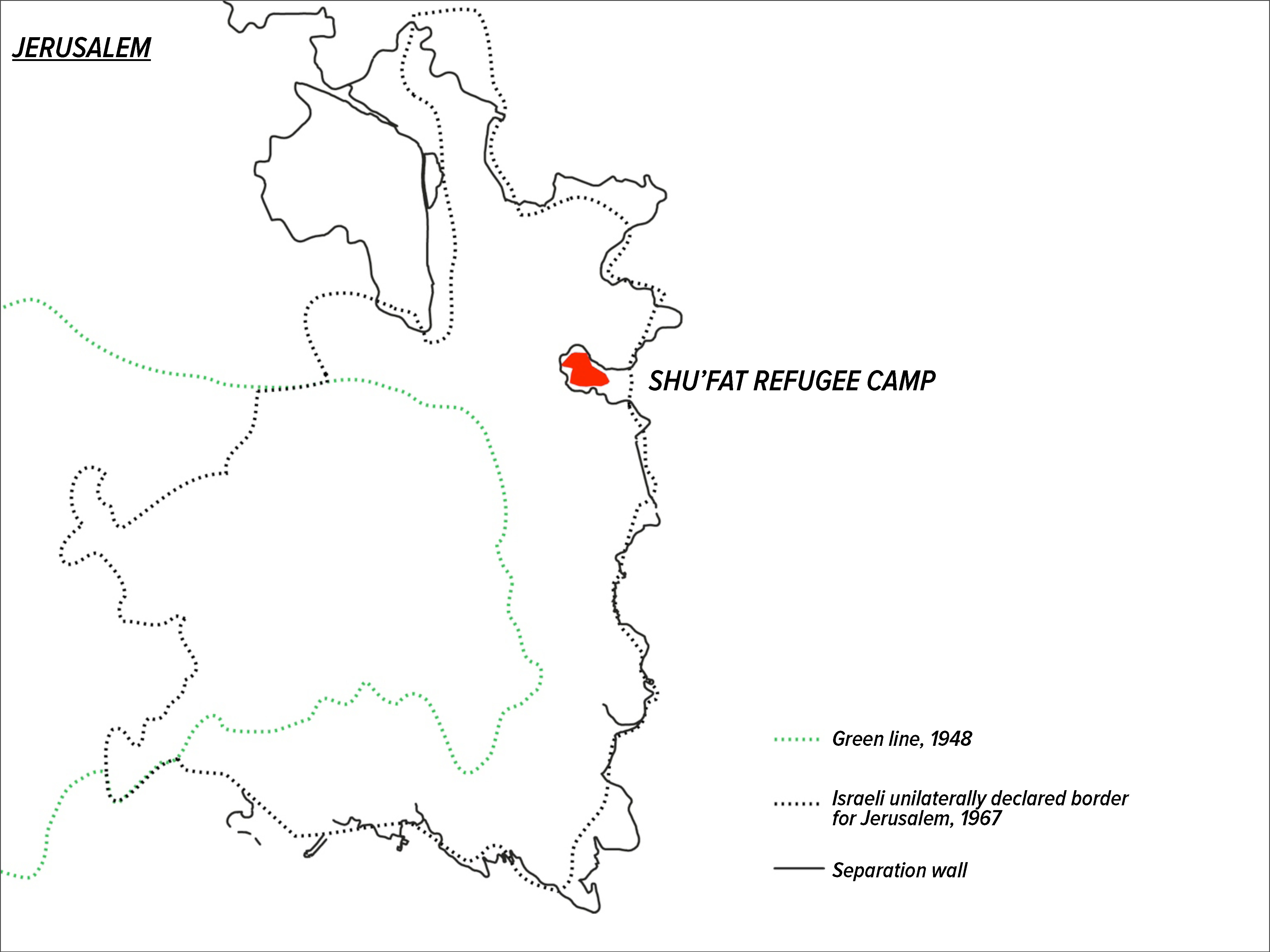 Geopolitical location of Shu'fat refugee camp